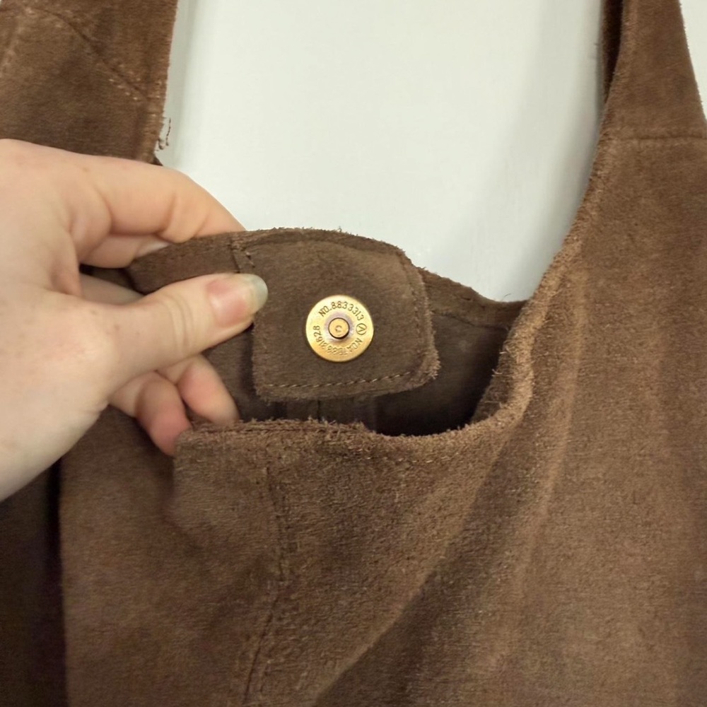 Brandy Melville Brown Suede Slouchy Hobo Tote Bag Purse - Picture 5 of 6